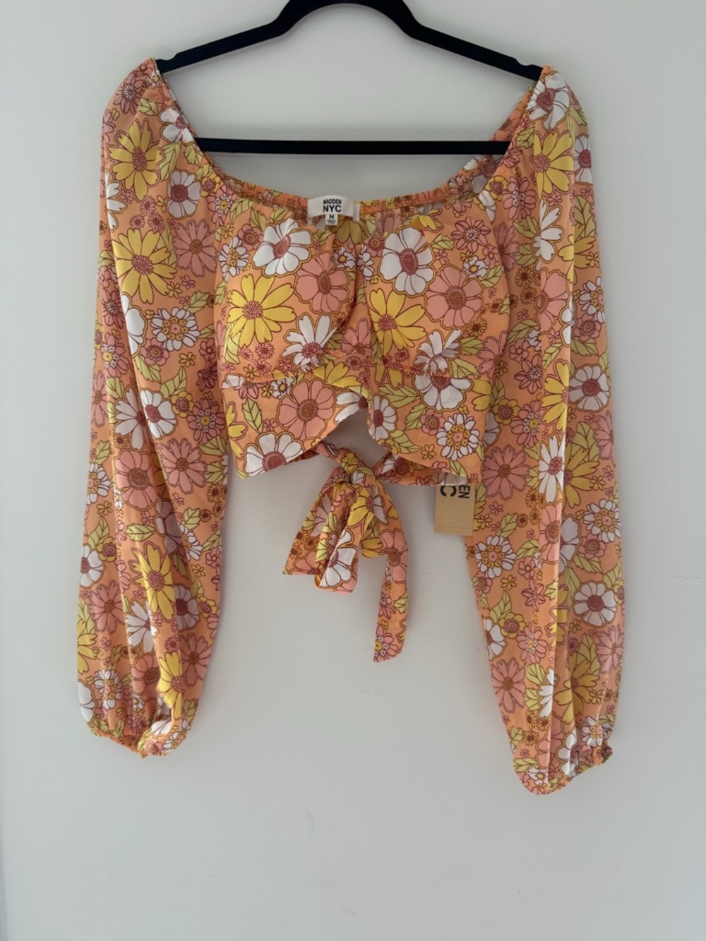 NWT Madden NYC Floral Crop Tie Top